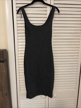 Zara Charcoal Gray Sleeveless Midi Bodycon Dress